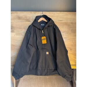 Carhartt Active Jacket Mens 3XL Black Insulated Firm Duck Hooded Full Zip NWT